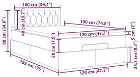 Οθωμανικό κρεβάτι με στρώμα Taupe 120x190 cm Ύφασμα - Μπεζ-Γκρι