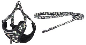 Dog set Dogness harness and leash (Daisy Black)