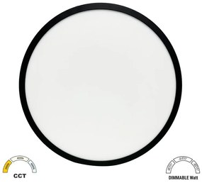 Adeleq Πλαφονιέρα LED PC Φ583mm CCT Ρυθμιζόμενη Ισχύς 40-44-48W IP40 Μαύρη 21-583481