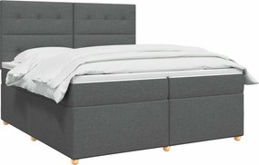 vidaXL Κρεβάτι box spring με στρώμα Σκούρο Γκρι 200 x 200 cm Ύφασμα