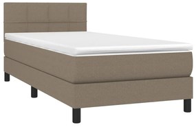 vidaXL Κρεβάτι Boxspring με Στρώμα &amp; LED Taupe 90x200 εκ. Υφασμάτινο