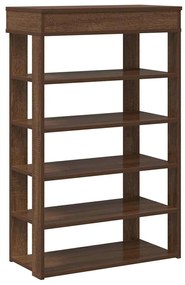 Ράφι παπουτσιών καφέ δρυς 60x30x98 cm Κατασκευασμένο ξύλο - Καφέ