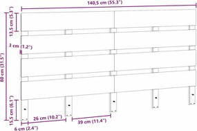 vidaXL Κεφαλάρι Καφέ 140,5 x 3 x 80 cm Στερεά ξυλεία πεύκου