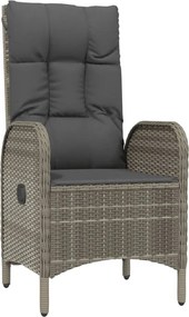 vidaXL Σετ Τραπεζαρίας Κήπου 9 τεμ. Γκρι Συνθ. Ρατάν με Μαξιλάρια