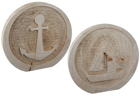 Διακοσμητικό ArteLibre Πλοίο Φυσικό Ξύλο 26x3x25cm Σε 2 Σχέδια-05160852