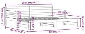 Καναπές Κρεβάτι Συρόμενος Μαύρος 80 x 200 εκ. Μασίφ Ξύλο Πεύκου - Μαύρο