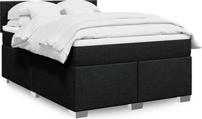 vidaXL Κρεβάτι Boxspring με Στρώμα Μαύρο 140x190 εκ. Υφασμάτινο