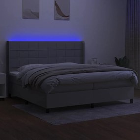 vidaXL Κρεβάτι Boxspring με Στρώμα &amp; LED Αν.Γκρι 200x200εκ. Υφασμάτινο