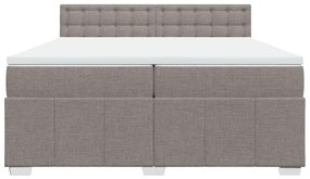 Κρεβάτι Boxspring με Στρώμα Taupe 200x200 εκ. Υφασμάτινο - Μπεζ-Γκρι