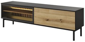 Έπιπλο Τηλεόρασης Lang Με Βιτρίνα 180x39x55cm Anthracite-Natural Evoke