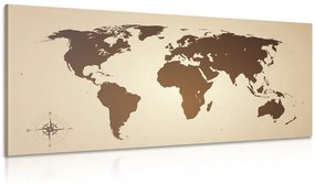 Εικόνα του παγκόσμιου χάρτη σε αποχρώσεις του καφέ - 120x60