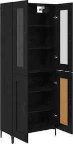 vidaXL Highboard Μαύρη Οξυά 69,5 x 34 x 180 εκ. Επεξεργασμένο Ξύλο