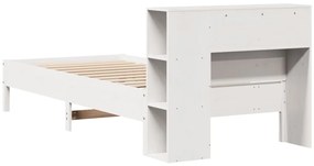 vidaXL Κρεβάτι Βιβλιοθήκη Χωρίς Στρώμα Λευκό 75x190 εκ Μασίφ Πεύκο