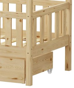 Κρεβάτι παιδικό Bendina τύπου Montessori με συρτάρι ξύλο πεύκου φυσικό 70x140 εκ. 70x140x126 εκ.