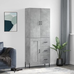 vidaXL Ντουλάπι Γκρι Σκυροδέματος 69,5x34x180 εκ. Επεξεργασμένο Ξύλο