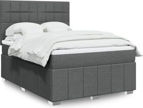 vidaXL Κρεβάτι Boxspring με Στρώμα Σκούρο Γκρι 140x190 εκ. Υφασμάτινο