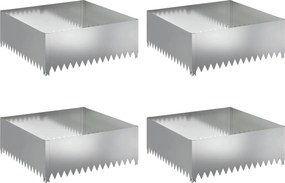 vidaXL Περίγραμμα γκαζόν 4 τμχ. 100 x 100 x 35 cm Ατσάλι Ασημί