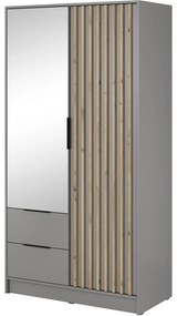 Nτουλάπα Δίφυλλη Nelly 24_2Dm_Sz Με Καθρέπτη 105x51x200cm Grey-Natural Δίφυλλη