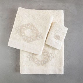 Πετσέτες Agnes (Σετ 3τμχ) Ecru Ρυθμός Towels Set 80x150cm 100% Πενιέ Βαμβάκι