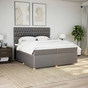 Κρεβάτι Boxspring με Στρώμα Taupe 200x200 εκ. Υφασμάτινο - Μπεζ-Γκρι