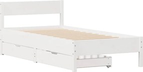vidaXL Σκελετός Κρεβατιού Χωρίς Στρώμα Λευκό 100x200 εκ. Μασίφ Πεύκο