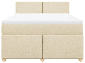 Κρεβάτι Boxspring με Στρώμα Κρεμ 160x200 εκ. Υφασμάτινο - Κρεμ