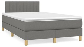 Κρεβάτι Boxspring με Στρώμα Σκούρο Γκρι 120x190 εκ Υφασμάτινο - Γκρι