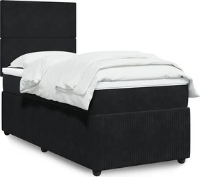 vidaXL Κρεβάτι Boxspring με Στρώμα Μαύρο 80 x 200 εκ. Βελούδινο
