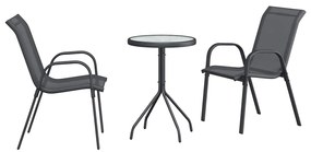 vidaXL Σετ Μπιστρό Κήπου 3 pcs Γκρι Ατσάλι