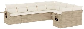 vidaXL Σαλόνι Κήπου Σετ 9 τεμ. Μπεζ Συνθετικό Ρατάν με Μαξιλάρια