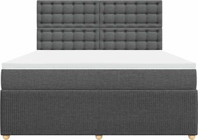 vidaXL Κρεβάτι Boxspring με Στρώμα Σκούρο Γκρι 180x200 εκ Υφασμάτιν