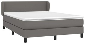 Κρεβάτι Boxspring με Στρώμα Γκρι 140x200εκ. από Συνθετικό Δέρμα - Γκρι