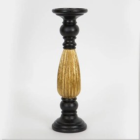Κηροπήγιο 752-26010 10,5x10,5x35cm Black-Gold Estheti Home Polyresin