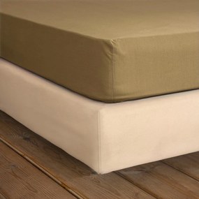 Σεντόνι Unicolors Με Λάστιχο Gold Brown Nima Ημίδιπλο 120x234cm 100% Cotton