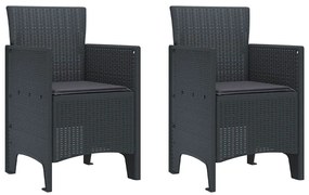 vidaXL Σέτ φαγητού για κήπο 3 pcs Ανθρακί Πολυπροπυλένιο