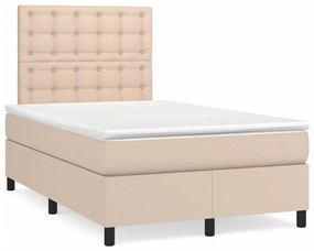 vidaXL Κρεβάτι Boxspring Στρώμα&amp;LED Καπουτσίνο 120x190 εκ. Συνθ. Δέρμα