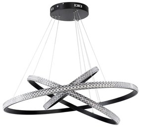 Φωτιστικό Οροφής Diamond Trio 61138-Deco Led 120W Φ40+60+80cm Black GloboStar Αλουμίνιο