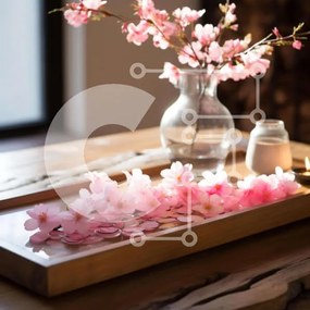 Intra Συλλεκτικό Ξύλινο Παζλ Plywood  4mm - Ροζ λουλούδια σε ξύλινο δίσκο με κερί Σε Ξύλινο Κουτί - Διαστάσεις: 10x10 cm – 25 κομμάτια