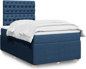vidaXL Κρεβάτι Boxspring με Στρώμα Μπλε 120x200 εκ. Υφασμάτινο