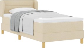 vidaXL Κρεβάτι με ελατήρια με στρώμα Κρεμ 90 x 200 cm ύφασμα