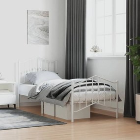 Πλαίσιο Κρεβατιού με Κεφαλάρι/Ποδαρικό Λευκό 90x190 εκ. Μέταλλο