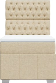 vidaXL Κρεβάτι Boxspring με Στρώμα Κρεμ 90x200 εκ.Υφασμάτινο