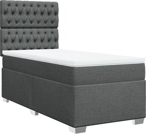 vidaXL Κρεβάτι Boxspring με Στρώμα Σκούρο Γκρι 90x200 εκ. Υφασμάτινο