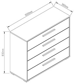 Ξύλινη Συρταριέρα REVEN Λευκή-Ροζ-Καφέ 100x38.3x83.2cm