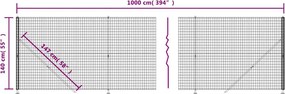 vidaXL Συρματόπλεγμα Περίφραξης Ανθρακί 1,4 x 10 μ. με Βάσεις Φλάντζα