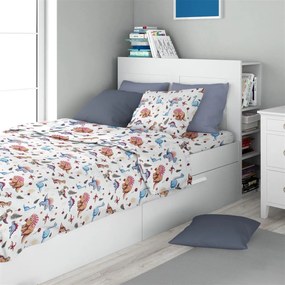 Σετ Σεντόνια 2τμχ Βαμβακερά Μονά 160x240εκ. Dinosaur 519 White-Blue Dimcol