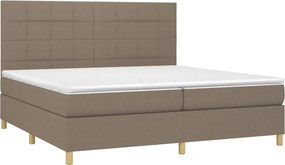 vidaXL Κρεβάτι Boxspring με Στρώμα &amp; LED Taupe 200x200 εκ. Υφασμάτινο