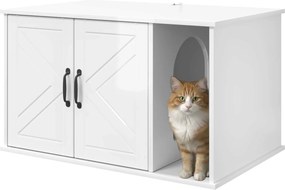 vidaXL Σπίτι Γάτας Λαμπερό Λευκό 85 x 55 x 50 εκ. Επεξεργασμένο ξύλο