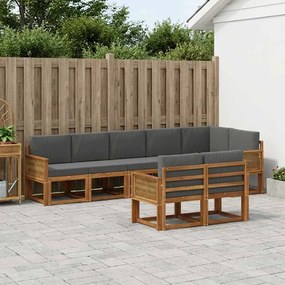 vidaXL Σειρά Καναπέ Εξωτερικού 8 pcs Φυσικό και Ανθρακί Πολυεστέρας