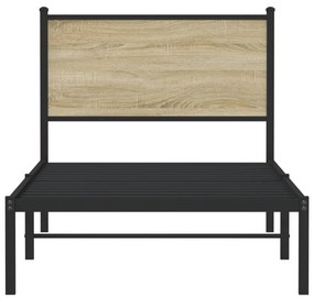 vidaXL Σκελετός Κρεβ. Χωρίς Στρώμα Sonoma Δρυς 90x190 εκ. Μεταλλικό